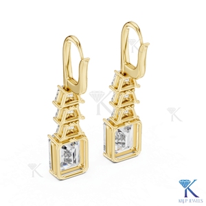 Lab Grown CVD Brilliant Cut Diamond Tiered Drop <b>Earrings</b> 14K Solid Gold IGI Certified Fine Women Luxury <b>Wedding</b> Bridal Jewelry - Product Image 2