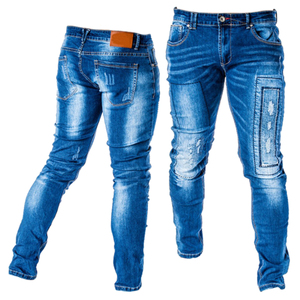 Jeans en denim vintage légers et de qualité supérieure pour hommes, coupe droite, style streetwear, déchirés, décontractés, tendance Y2K, couleur unie, pour l'été - Product Image 1