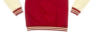 Sudadera de Mujer con Mangas Raglán Rojas y Crema, Cuello Redondo, Color Sólido, Informal, de Felpa, 100% Algodón, para Invierno/Otoño - Product Image 3