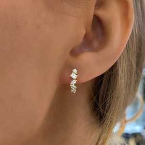 Multi Shape <b>Hoop</b> <b>Earrings</b> 10.7mm height Lab Grown Diamond Classic Push Back Huggies Fine Jewelry Manufacturer 10K 14K <b>Solid</b> Gold - Product Image 4