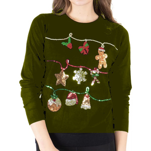 Long Sleeve Christmas Graphic <b>Sweatshirt</b> Winter Holiday Party Apparel Custom Festive Pullover Casual Women Outfit - Product Image 1