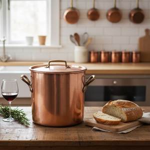Traditional Copper <b>Cooking</b> <b>Pot</b> with Lid <b>Large</b> Capacity Casserole for Serving Food Home Kitchen Restaurant Use - Product Image 4