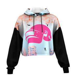 Sudadera recortada de gran tamaño para mujer con logotipo personalizado Sudadera con estampado forrado de invierno Streetwear Pullover-Moda al por mayor - Product Image 1