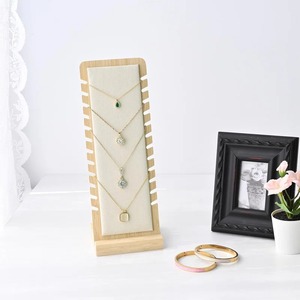 Wood Necklace Display Stand with Velvet <b>Pad</b> for Jewelry Organization - Product Image 1