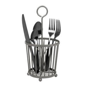 Porte-ustensiles simple en argent fini pour la restauration, les cafétérias, les tables de repas en plein air et l'utilisation quotidienne sur le comptoir de cuisine - Product Image 2