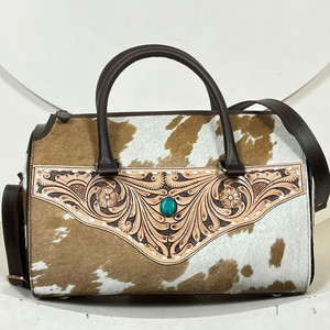 Grand sac Speedy en cuir de vachette, sacs à main western en cuir travaillé à la main avec bandoulière, sac de voyage spacieux, sac à bandoulière élégant - Product Image 4