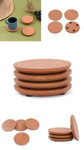 Ensemble de sous-verres élégants en argile avec motifs artistiques faits à la main pour tasses à café, mugs à thé et verres, finition décorative pour un style moderne - Product Image 3