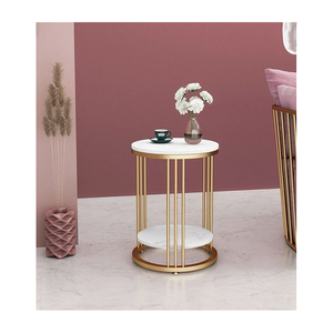 Stylish New Arrival Modern <b>Side</b> <b>Table</b> Marble Top <b>Side</b> <b>Table</b> <b>With</b> Metal Frame <b>Storage</b> Shelf Bedroom Nightstand Sofa <b>Table</b> - Product Image 1