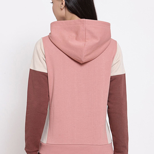 Sweat-shirt à capuche color block pour femme, manches longues, en mélange de coton tricoté, tenue décontractée d'automne - Product Image 5