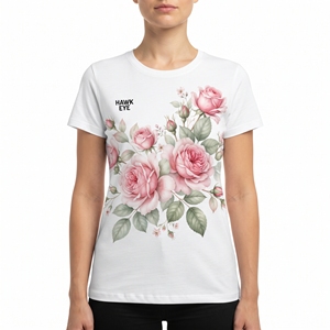 T-shirt à imprimé floral pour femmes, manches courtes, col rond, coupe classique, jersey coloré, vêtements décontractés d'été, respirant, vente en gros - Product Image 4