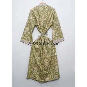 Elegante Kimono Casual con Estampado Floral, 100% Algodón, Cuello en V, Cordón Ajustable, Manga Tres Cuartos, para Mujer - Product Image 5