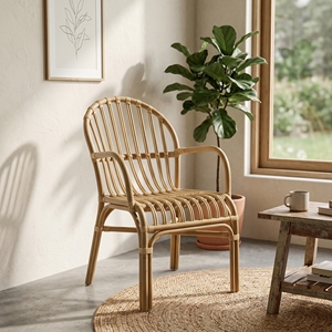Livorno Chairs Mandola Rattan Core <b>Dining</b> Chairs Premium Handwoven <b>Armchair</b> Resort Style Patio Furniture Tropical Decor Elegance - Product Image 3