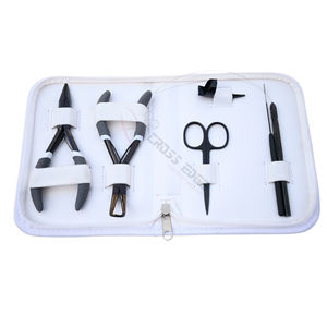 Kit de pinces pour extensions capillaires noires de salon avec pinces à micro-perles de 5 pouces pour sertissage et retrait, outil de crochetage et doigt de sectionnement - Product Image 1