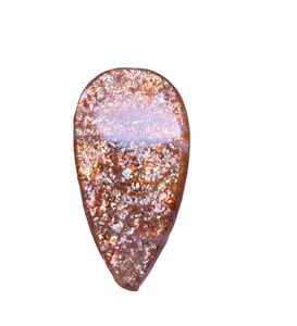 Pierre précieuse naturelle en cabochon de pierre de soleil orange, avec éclat doré et jeu de couleurs, pour bagues, pendentifs et conception de bijoux haut de gamme - Product Image 1