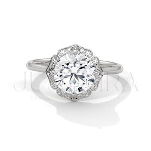 High Quality Moissanite Diamond <b>Ring</b> with Round Cut and 14K White Gold Overlay for Womens Wedding Engagement <b>Ring</b> for Export Pri - Product Image 1