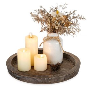 Rustic Wooden Serving <b>Tray</b> with Decorative Candle Holders for Kitchen <b>Table</b> Decor - Product Image 6