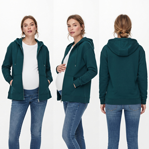 Chaqueta de maternidad con cremallera para mujer, chaqueta polar con capucha y cremallera para invierno, chaqueta de maternidad extragrande para embarazo y lactancia para mujer - Product Image 1