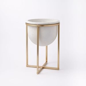 Linea Exports Inc Ensemble de 2 jardinières en métal avec support noir thermolaqué, différentes tailles, forme ronde, jardinières en métal pour fleurs - Product Image 4