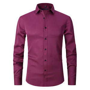 เสื้อเชิ้ตแขนยาวผู้ชาย สีพื้นเรียบง่าย สไตล์ธุรกิจ ผ้าฝ้าย 100% คอตั้ง ผ้าป๊อปลิน ระบายอากาศดี ขายส่ง - Product Image 3