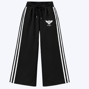 Womens <b>Black</b> Wide Leg Track Pants With <b>White</b> Side <b>Stripes</b> High Waist Drawstring Pockets Loose Fit Sportswear Casual Day <b>Trousers</b> - Product Image 3