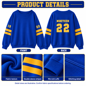 Sweat-shirt universitaire respirant personnalisé Sigma Gamma Rho Sorority avec logo brodé sur le devant, bleu or, manches longues pour femme - Product Image 6