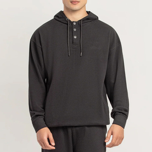 Sudadera con Capucha Negra para Hombre, Corte Regular, Forro Polar, Estilo Casual, Bolsillo Canguro, Tejido Suave, Ecológica, Ropa Urbana de Invierno - Product Image 3