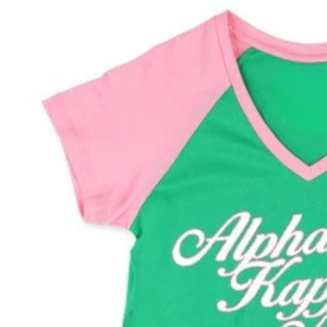 Camiseta Deportiva Casual de Manga Corta con Cuello en V, Color Verde y Rosa, Personalizada, Ropa Deportiva de Equipo, Prenda de Moda de Dos Tonos, Top Elegante para Mujer, Nuevo - Product Image 2