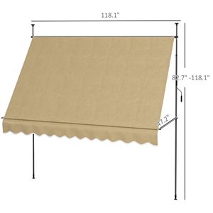 Tenda da Sole Retrattile Manuale Beige 10 X 4, Resistente ai Raggi UV, Senza Viti, per Finestre o Porte - Product Image 3