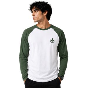 เสื้อยืดแขนยาวสีขาวและสีเขียวเซจ คอวี ผ้าฝ้ายพรีเมียม สำหรับผู้ชาย สไตล์ลำลอง เสื้อเบสบอล สตรีทแวร์ รับผลิตตามแบบ OEM - Product Image 1
