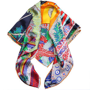 Écharpe carrée en satin de soie personnalisée de qualité supérieure pour filles, châle long uni et élégant - Product Image 1