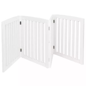 Cancelletto di Sicurezza per Cani a 4 Pannelli, Pieghevole, Autoportante, Bianco, 24 Pollici, per Interni ed Esterni, Impermeabile, con Chiusura a Pulsante, per Animali di Piccola Taglia - Product Image 1