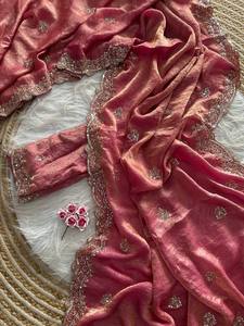 Heavy sequence embroidery saree Comfortable fabric Indian saree High quality silk saree <b>Top</b> selling Indian saree - Product Image 5