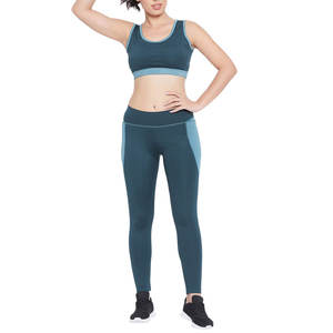 Ensemble de yoga 2 pièces pour femme, tenue de sport, survêtement de fitness, legging de gym, haut de sport à manches longues et soutien-gorge de yoga - Product Image 1