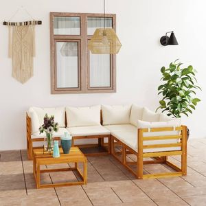 Set Lounge da Giardino Modulare in Legno Massello di Acacia Crema, 6 Posti, Arredamento da Esterno dal Design Moderno - Product Image 1