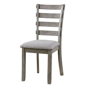 Gray Color Side Chair Set of 2pc with Padded Seat Ladder Back Kitchen Dining Room <b>Wire</b> <b>Brushed</b> Finish Dining Chairs - Product Image 1