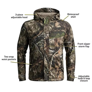 Unisex <b>Camo</b> Print Soft Shell Winter Hunting <b>Jacket</b> Windproof Button-Up Collar Camouflage Lightweight Outerwear - Product Image 1