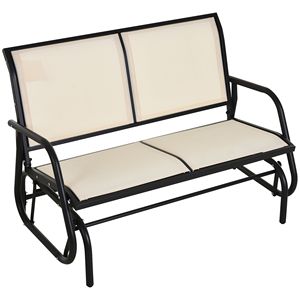 Dondolo da Veranda Beige a 2 Posti con Telaio in Acciaio e Tessuto Confortevole - Product Image 1