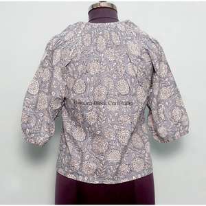 เดรสแฟชั่นลำลองทรงวินเทจผ้าฝ้ายแท้ 100% สำหรับผู้หญิง ตกแต่งกระดุมทำมือ แขนครึ่งตัว ความยาวมินิ ลายธรรมชาติ ขายส่ง - Product Image 6