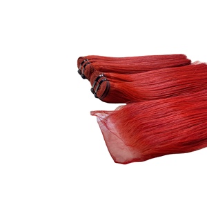 ผมต่อแบบเทปปลายแบน 100% ผมแท้เวียดนาม สีแดงตรงธรรมชาติ  แบบเส้นเดียวจากผู้บริจาคคนเดียว - Product Image 4