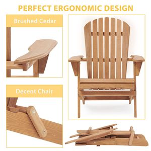 Chaises longues pliantes Adirondack en bois pour jardin, pelouse, arrière-cour, terrasse, piscine, foyer latéral, à moitié assemblé. - Product Image 6