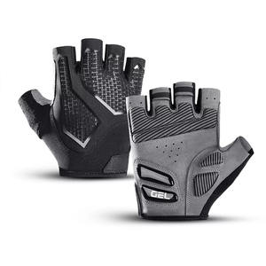 Gants de cyclisme unisexes demi-doigts en cuir pour le sport, antidérapants, absorbant les chocs, respirants, avec poignet réglable - Product Image 1