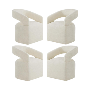 Cream Beige Barrel Side Armchair Gepolsterte Esszimmers tühle Abnehmbare Rollen für Esszimmer Schlafzimmer Lesesaal - Product Image 3