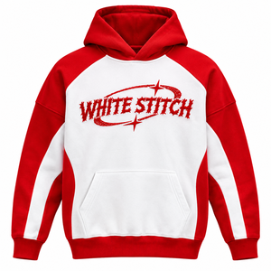 <b>White</b> Stitch <b>Women's</b> Fleece <b>Hoodie</b> Solid Color Blocked Embroidered Logo Front Casual Eco-Friendly Winter Wear - Product Image 1