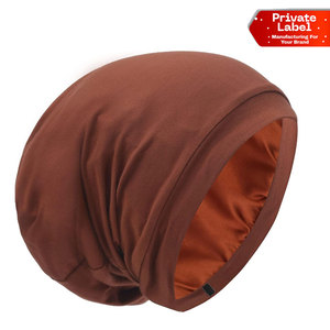 High-Durability <b>Satin</b> <b>Lined</b> <b>Beanie</b> Wrinkle Resistant Headwear Professional Salon <b>Satin</b> Skull Cap Soft Breathable Silk Fabric - Product Image 1