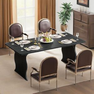 Tavolo da Pranzo Moderno Rettangolare Nero da 63 Pollici per 4-6 Persone, per Uso in Cucina - Product Image 1