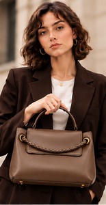 Sac à main élégant en cuir véritable de qualité supérieure pour femme, sac à bandoulière élégant pour tous les jours, grande capacité, bouton Gravs Shop - Product Image 4