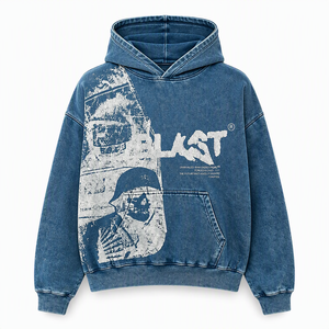 Sudadera con Capucha Extra Grande Personalizada para Hombre, Estilo Desgastado, con Gráficos, Ropa Urbana, Sudadera Vintage, Fabricante de Ropa - Product Image 5