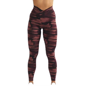 Leggings de yoga camouflage taille haute, longueur intégrale, design torsadé, en Spandex et Polyester, extensibles dans les quatre sens, avec taille élastique - Product Image 1