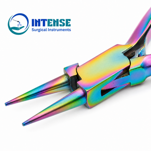 Pince à bijoux à bout rond en titane arc-en-ciel, outil de perlage en acier inoxydable pour boucles de fil, logo personnalisé OEM - Product Image 1