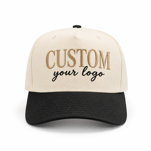 Casquette de baseball structurée vintage personnalisée à 5 panneaux, profil moyen, logo brodé, visière légèrement incurvée, fermeture snapback, détail bouton - Product Image 1